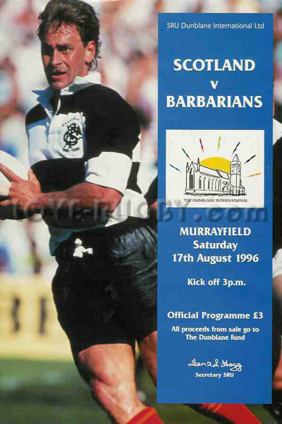 1996 Scotland v Barbarians  Rugby Programme