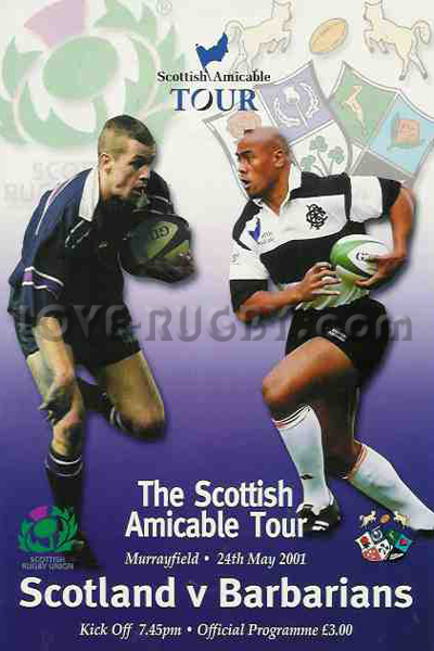 2001 Scotland v Barbarians  Rugby Programme