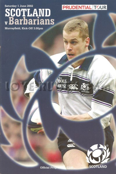 2002 Scotland v Barbarians  Rugby Programme