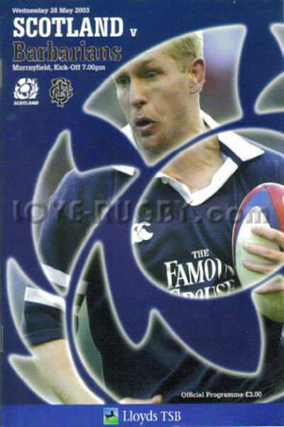 2003 Scotland v Barbarians  Rugby Programme