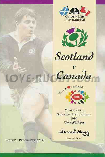 1995 Scotland v Canada  Rugby Programme