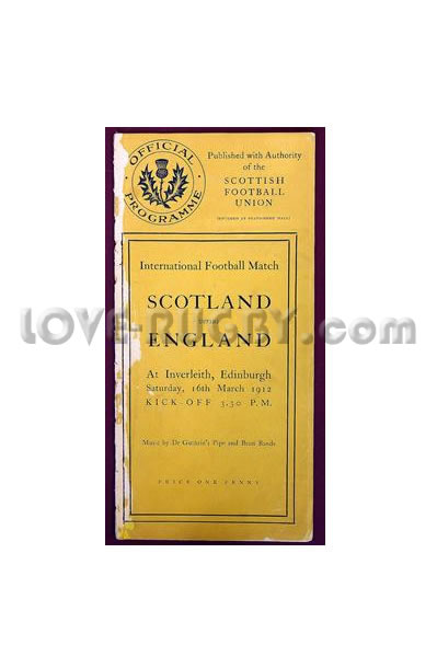 1912 Scotland v England  Rugby Programme
