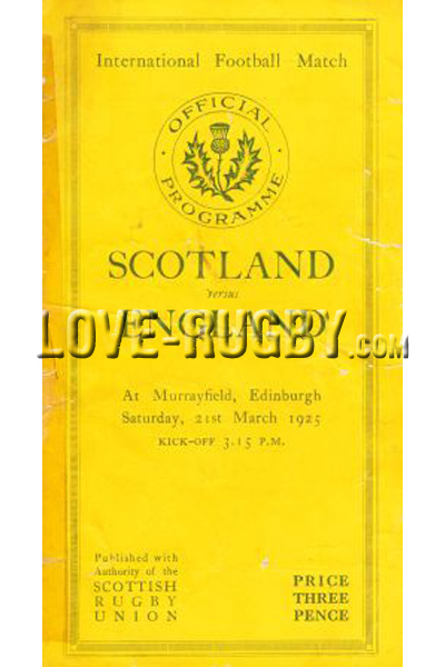 1925 Scotland v England  Rugby Programme