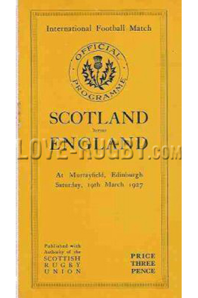 1927 Scotland v England  Rugby Programme