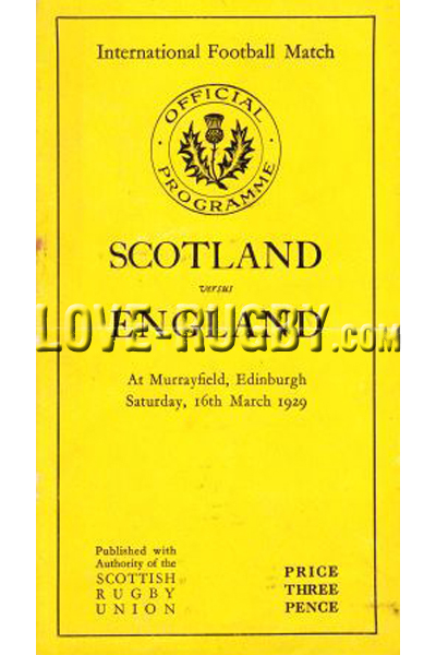 1929 Scotland v England  Rugby Programme