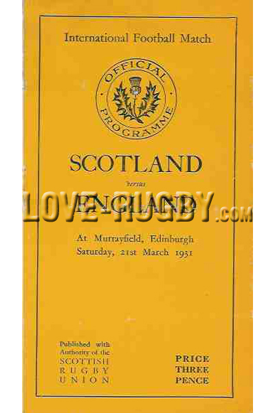1931 Scotland v England  Rugby Programme