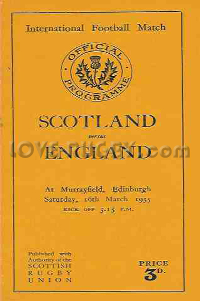 1935 Scotland v England  Rugby Programme