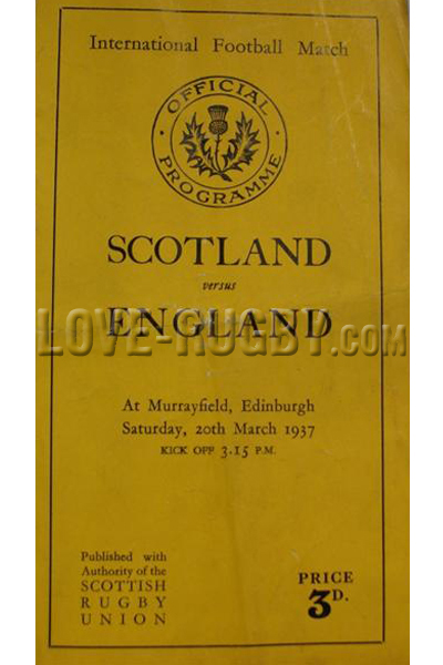 1937 Scotland v England  Rugby Programme