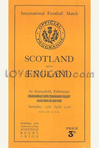 1946 Scotland v England  Rugby Programme