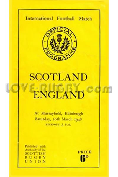 1948 Scotland v England  Rugby Programme