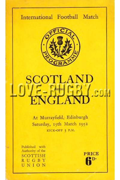 1952 Scotland v England  Rugby Programme
