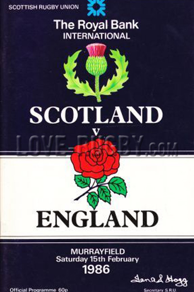 1986 Scotland v England  Rugby Programme