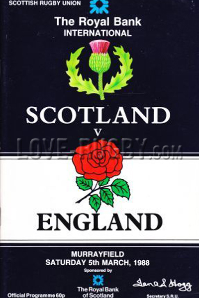 1988 Scotland v England  Rugby Programme