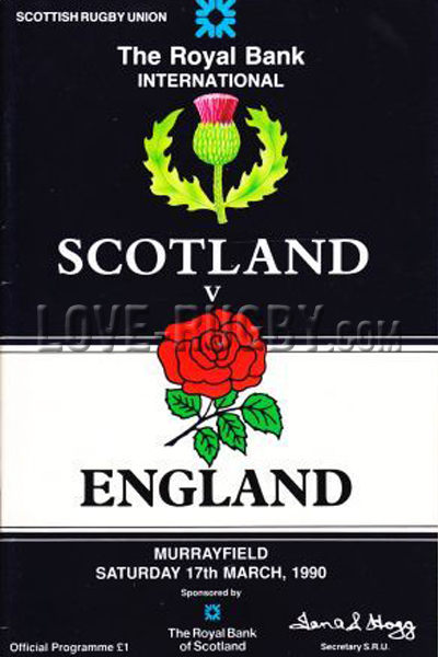 1990 Scotland v England  Rugby Programme