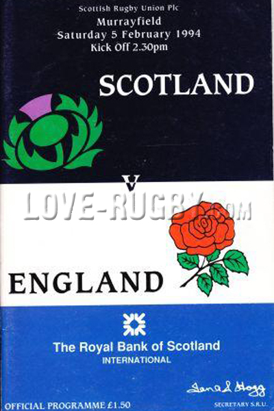 1994 Scotland v England  Rugby Programme