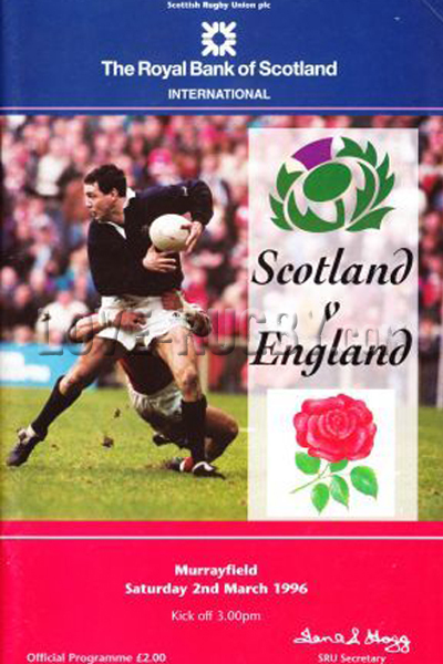1996 Scotland v England  Rugby Programme