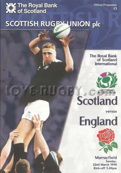 1998 Scotland v England  Rugby Programme