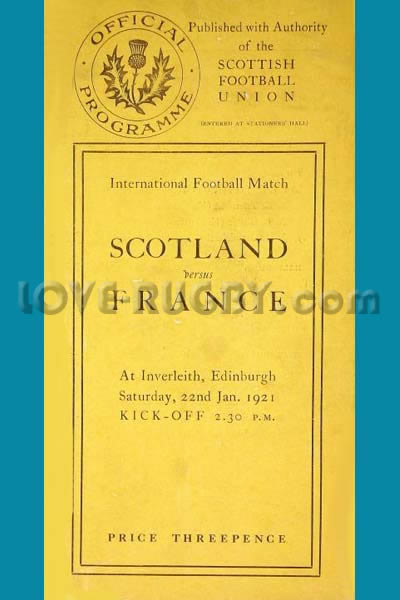 1921 Scotland v France  Rugby Programme