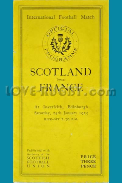 1925 Scotland v France  Rugby Programme