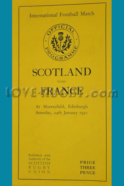 1931 Scotland v France  Rugby Programme