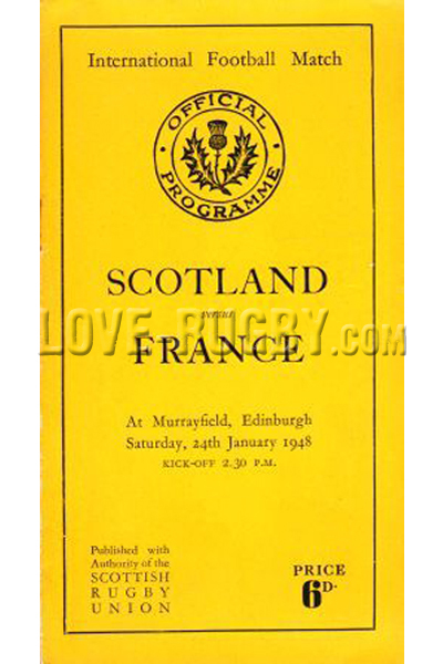 1948 Scotland v France  Rugby Programme