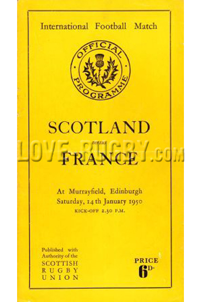 1950 Scotland v France  Rugby Programme