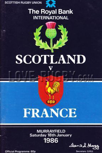 1986 Scotland v France  Rugby Programme