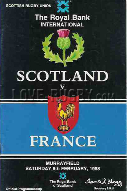 1988 Scotland v France  Rugby Programme
