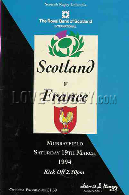 1994 Scotland v France  Rugby Programme