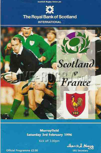 1996 Scotland v France  Rugby Programme