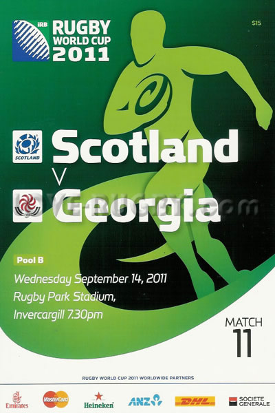 2011 Scotland v Georgia  Rugby Programme