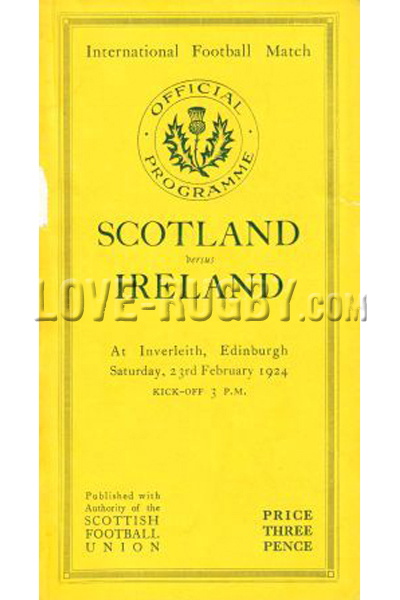 1924 Scotland v Ireland  Rugby Programme