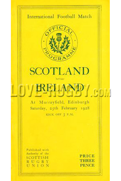 1928 Scotland v Ireland  Rugby Programme