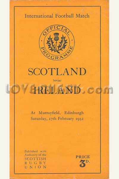 1932 Scotland v Ireland  Rugby Programme