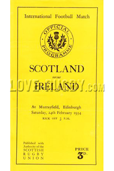 1934 Scotland v Ireland  Rugby Programme