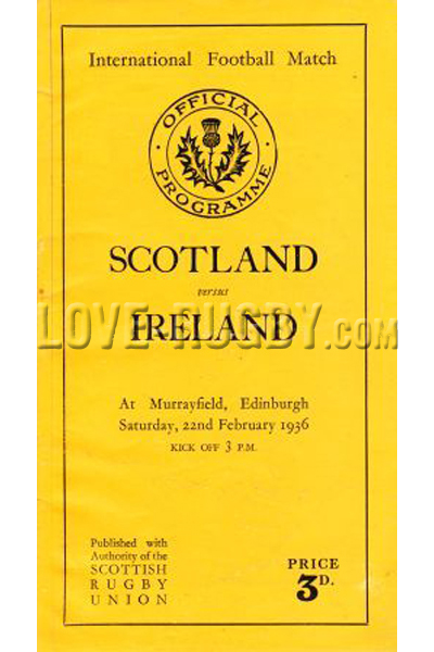 1936 Scotland v Ireland  Rugby Programme