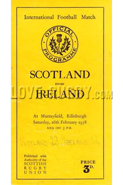 1938 Scotland v Ireland  Rugby Programme