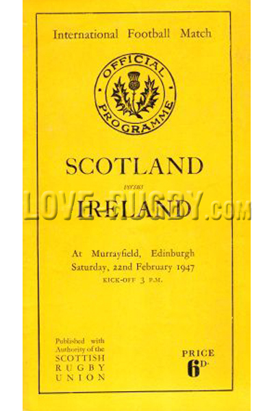 1947 Scotland v Ireland  Rugby Programme