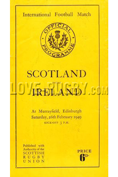 1949 Scotland v Ireland  Rugby Programme