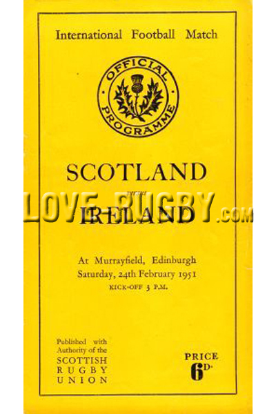 1951 Scotland v Ireland  Rugby Programme
