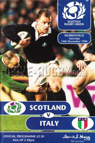 1996 Scotland v Italy  Rugby Programme