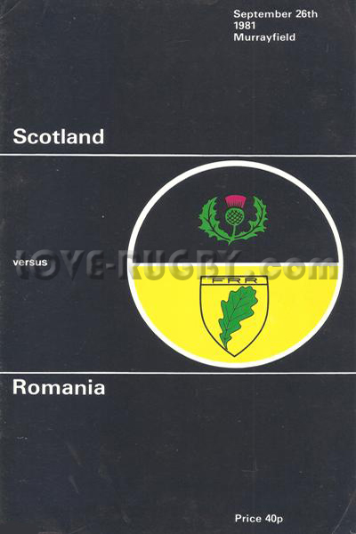 1981 Scotland v Romania  Rugby Programme