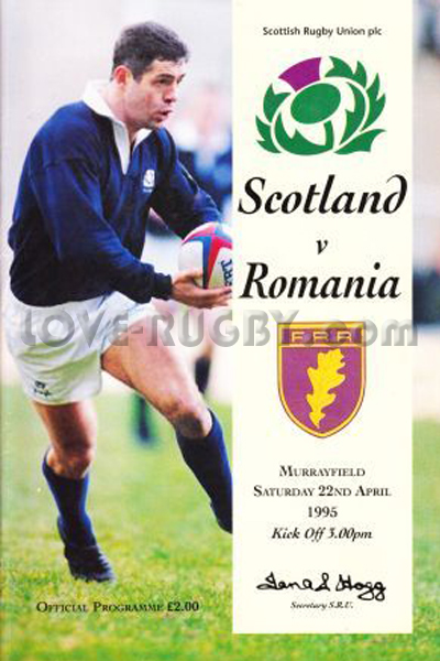 1995 Scotland v Romania  Rugby Programme