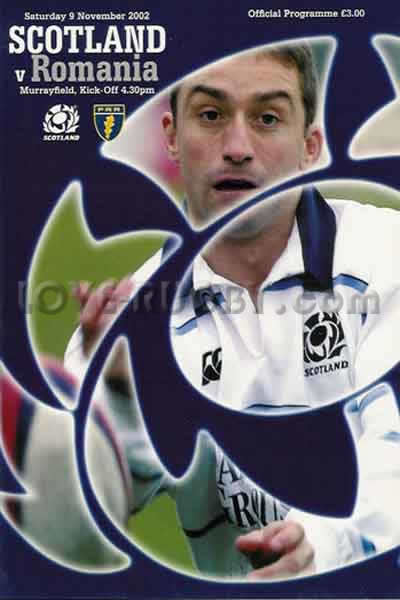 2002 Scotland v Romania  Rugby Programme
