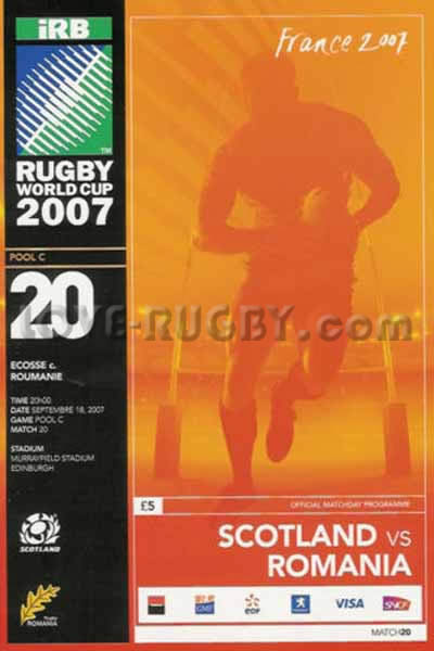 2007 Scotland v Romania  Rugby Programme