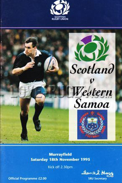 1995 Scotland v Samoa  Rugby Programme