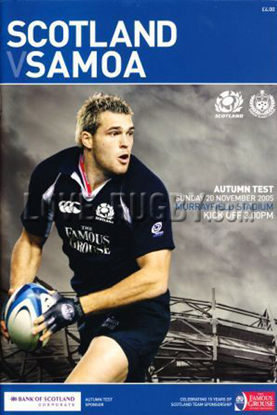 2005 Scotland v Samoa  Rugby Programme