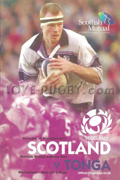 2001 Scotland v Tonga  Rugby Programme