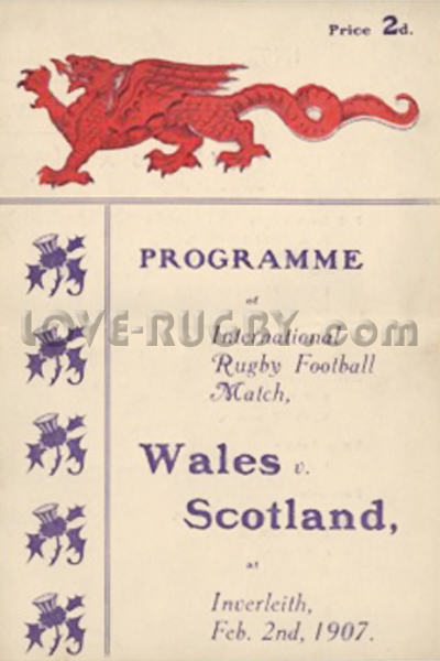 1907 Scotland v Wales  Rugby Programme