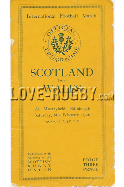 Scotland Wales 1926 memorabilia